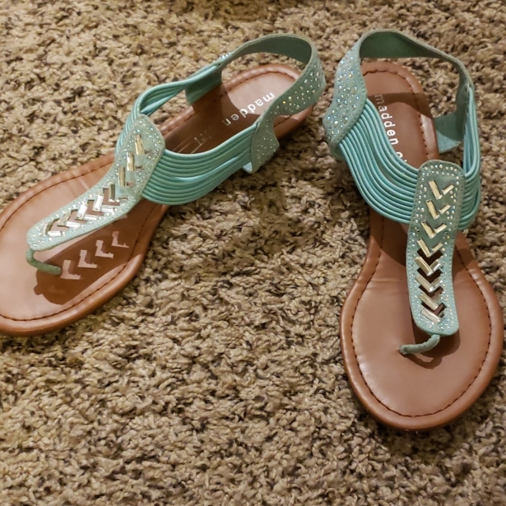 🔥4/$25 Madden Girl Rhinestone Sandals 7.5 - Blue